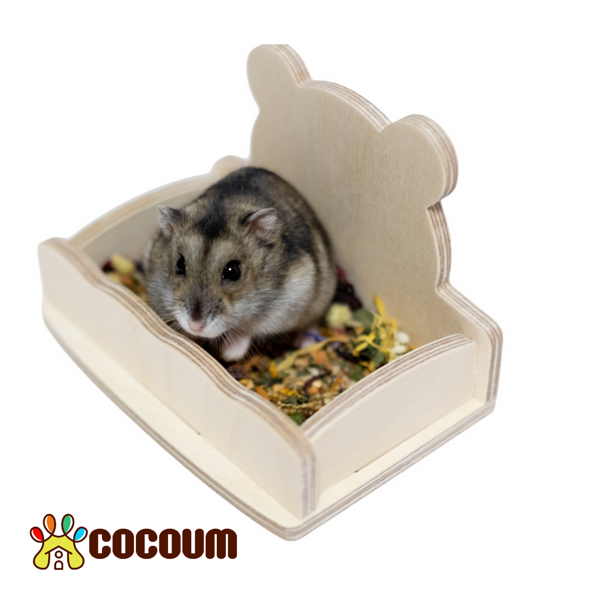 Bear Styled Wooden Food Tray For Drwaf Hamster and Syrian Hamster