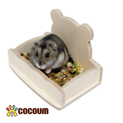 Bear Styled Wooden Food Tray For Drwaf Hamster and Syrian Hamster