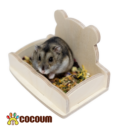 Bear Styled Wooden Food Tray For Drwaf Hamster and Syrian Hamster