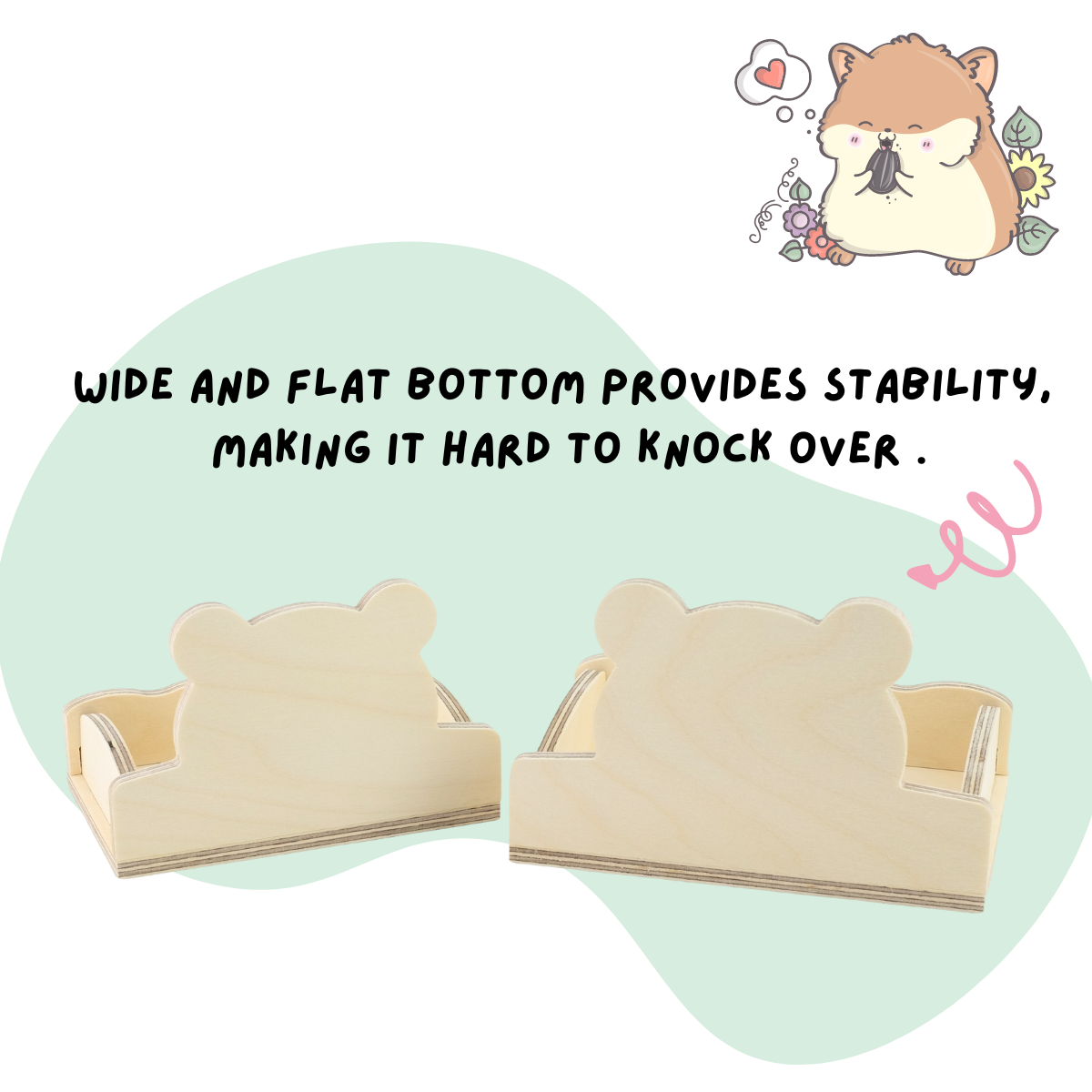 Bear Styled Wooden Food Tray For Drwaf Hamster and Syrian Hamster