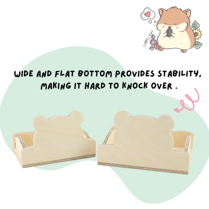 Bear Styled Wooden Food Tray For Drwaf Hamster and Syrian Hamster