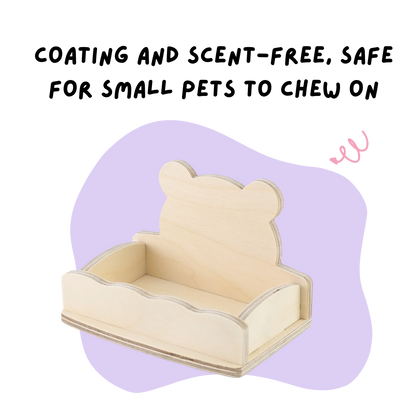 Bear Styled Wooden Food Tray For Drwaf Hamster and Syrian Hamster