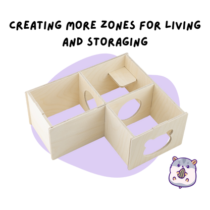 Bear-Shaped Wooden Hamster House with Multiple Rooms for Cage Corners