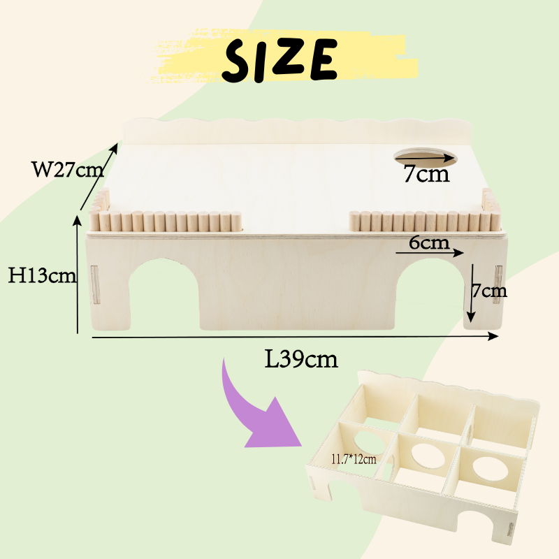 Six-rooms  Premium Movable Multi Wood Chamber House for Hamster and Small Animals